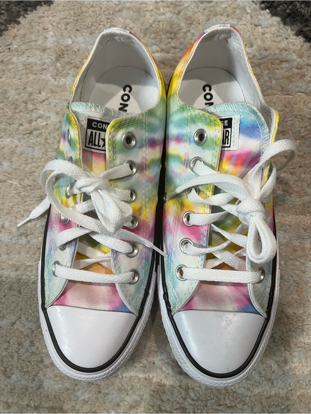Converse Low Top Tie-Dye Canvas Sneakers - White, Yellow, Pink, Blue, Green
